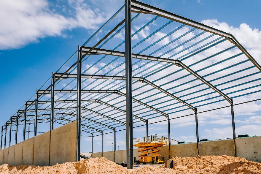 Completed steel building